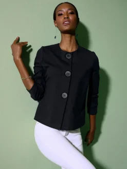 Veste légère classique à boutons décoratifs en jersey extensible