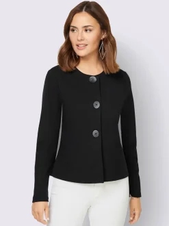 Veste légère classique à boutons décoratifs en jersey extensible