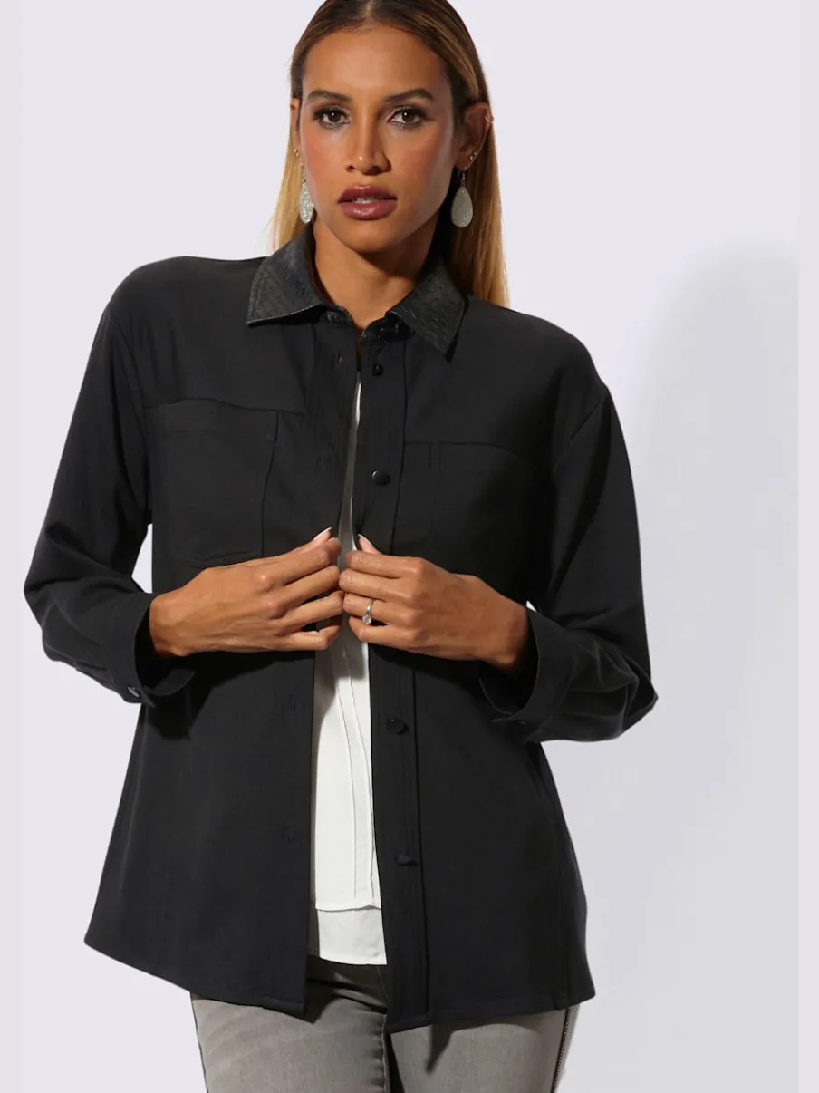 Veste légère à col chemise avec manches longues et poches poitrine