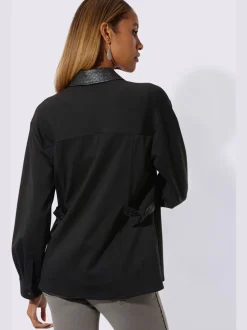Veste légère à col chemise avec manches longues et poches poitrine