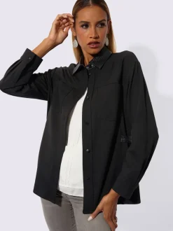 Veste légère à col chemise avec manches longues et poches poitrine