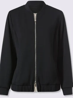 Veste légère à col montant avec glissière et bords-côtes extensibles