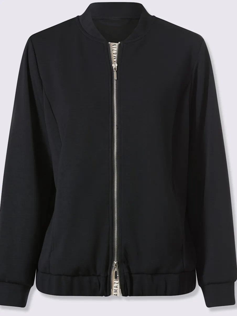 Veste légère à col montant avec glissière et bords-côtes extensibles