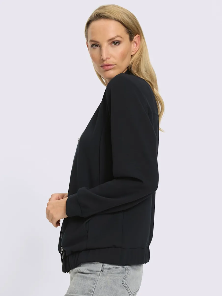Veste légère à col montant avec glissière et bords-côtes extensibles
