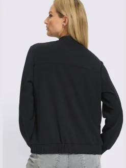 Veste légère à col montant avec glissière et bords-côtes extensibles