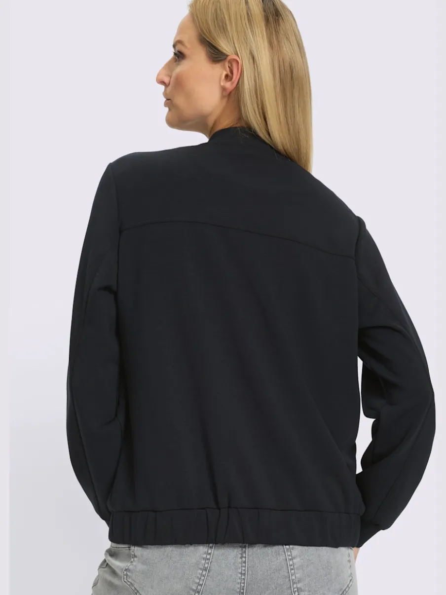 Veste légère à col montant avec glissière et bords-côtes extensibles