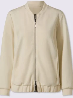 Veste légère à col montant avec glissière et bords-côtes extensibles