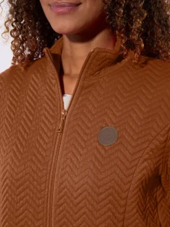 Veste légère à col montant avec motif jacquard et glissière