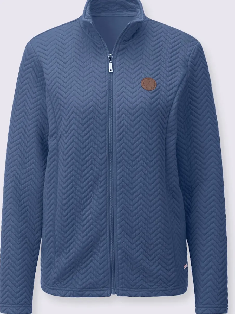 Veste légère à col montant avec motif jacquard et glissière