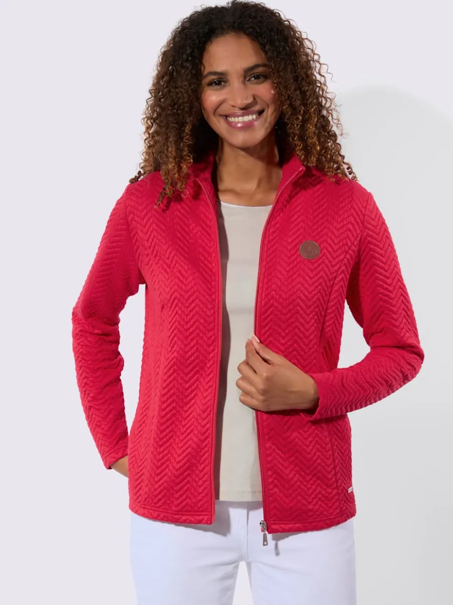 Veste légère à col montant avec motif jacquard et glissière