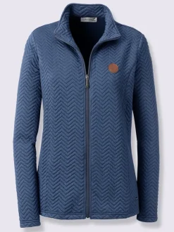 Veste légère à col montant avec motif jacquard et glissière