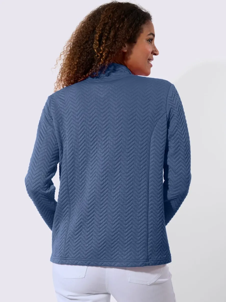 Veste légère à col montant avec motif jacquard et glissière