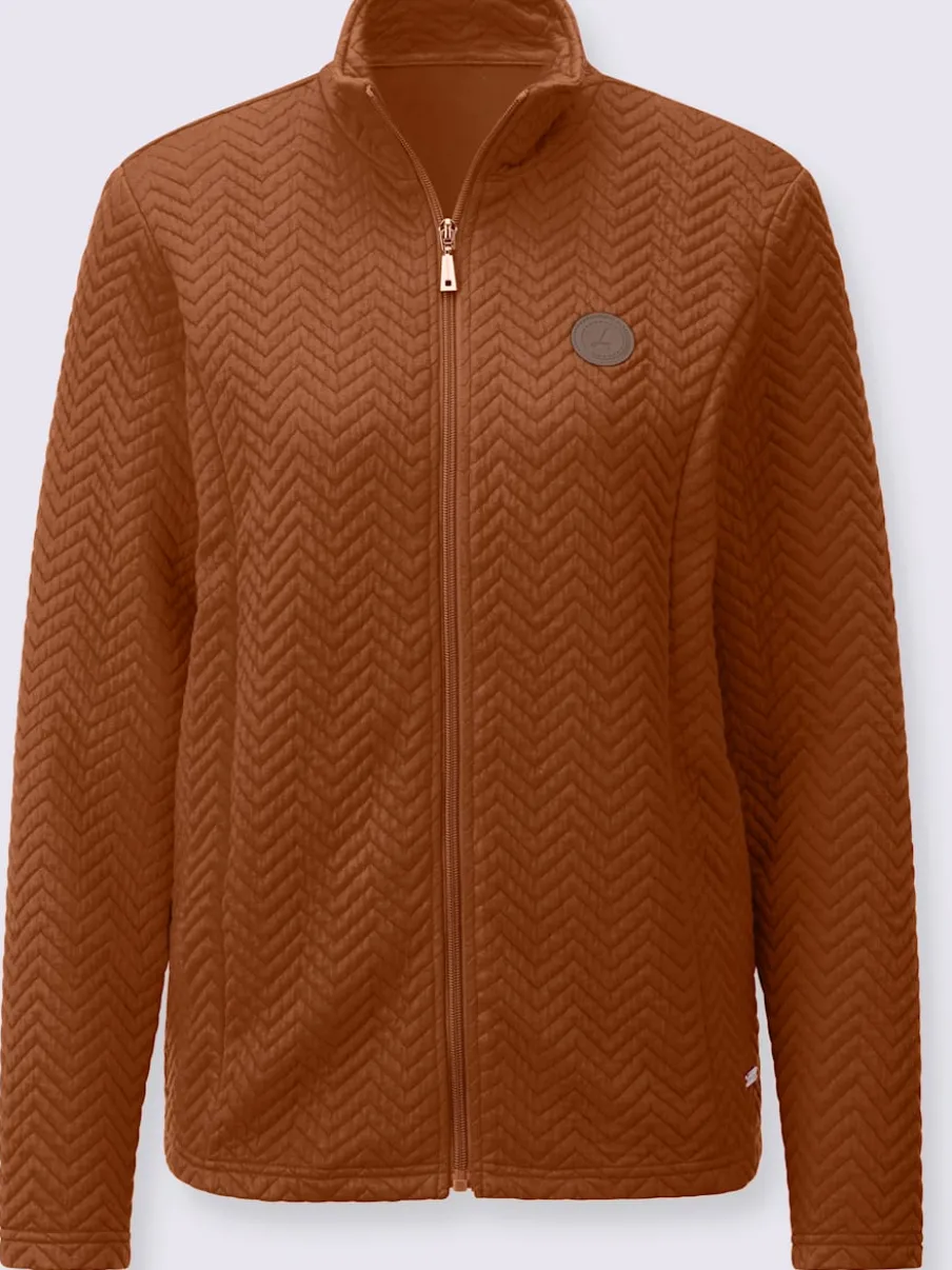 Veste légère à col montant avec motif jacquard et glissière