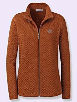 Veste légère à col montant avec motif jacquard et glissière