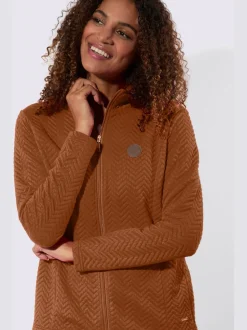 Veste légère à col montant avec motif jacquard et glissière