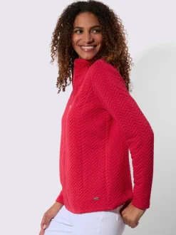Veste légère à col montant avec motif jacquard et glissière