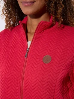 Veste légère à col montant avec motif jacquard et glissière