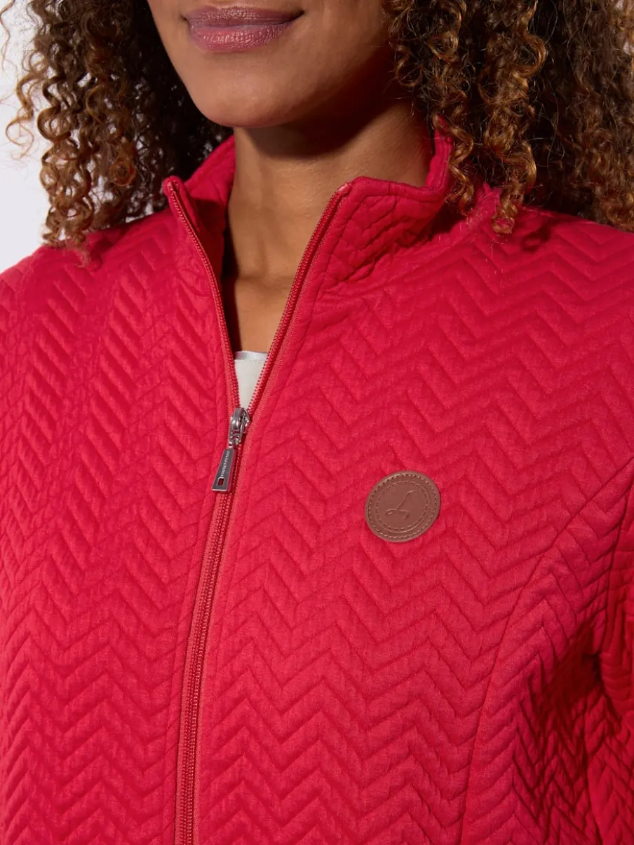 Veste légère à col montant avec motif jacquard et glissière