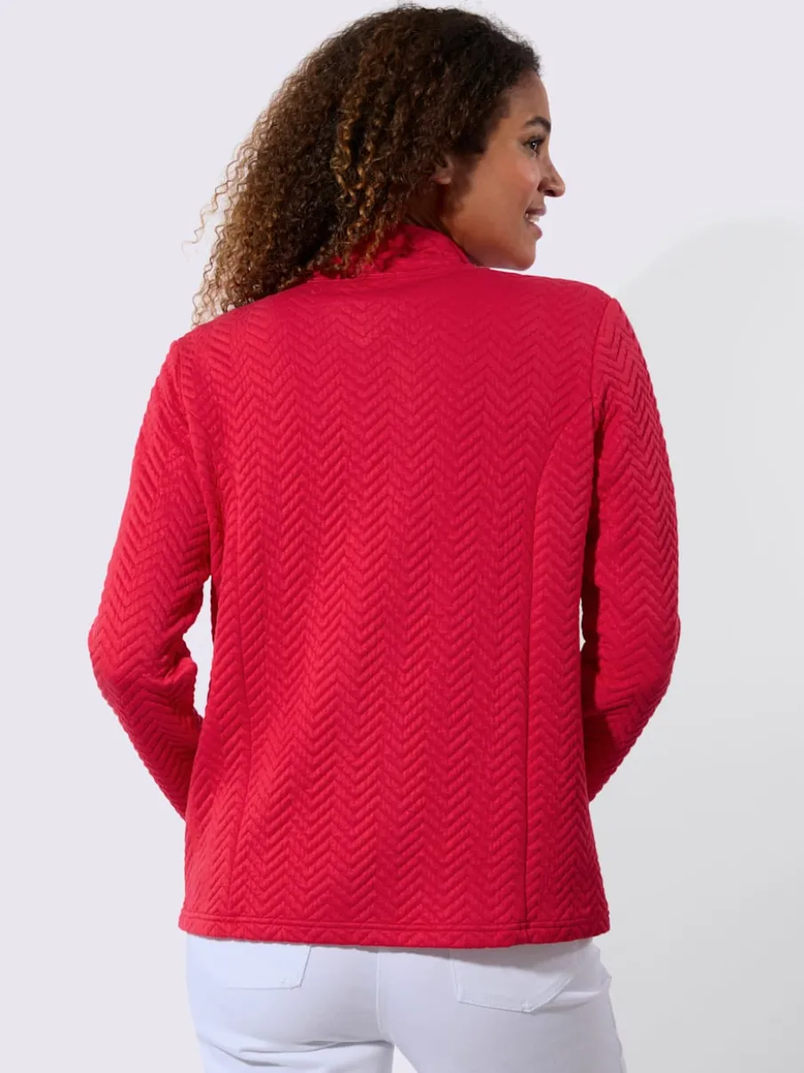 Veste légère à col montant avec motif jacquard et glissière