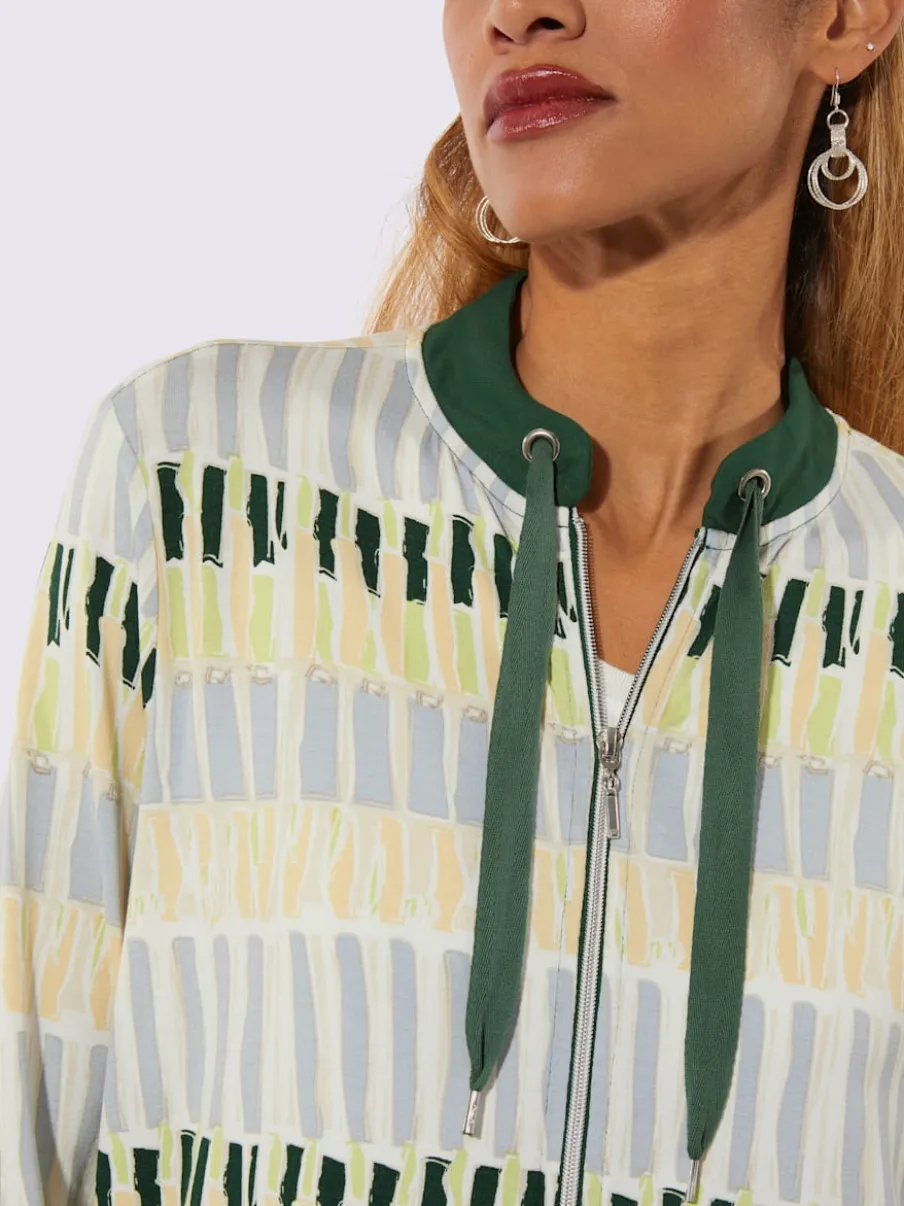 Veste légère à col montant et imprimé graphique