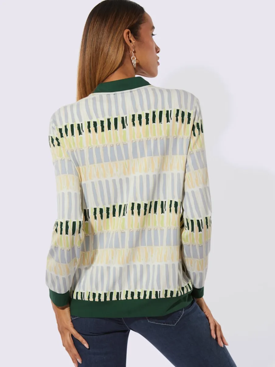 Veste légère à col montant et imprimé graphique