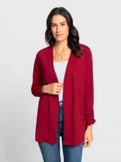 Veste légère à col ouvert avec manches longues et fronces