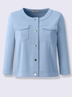 Veste légère à encolure ronde avec manches 3/4 et poches