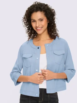 Veste légère à encolure ronde avec manches 3/4 et poches