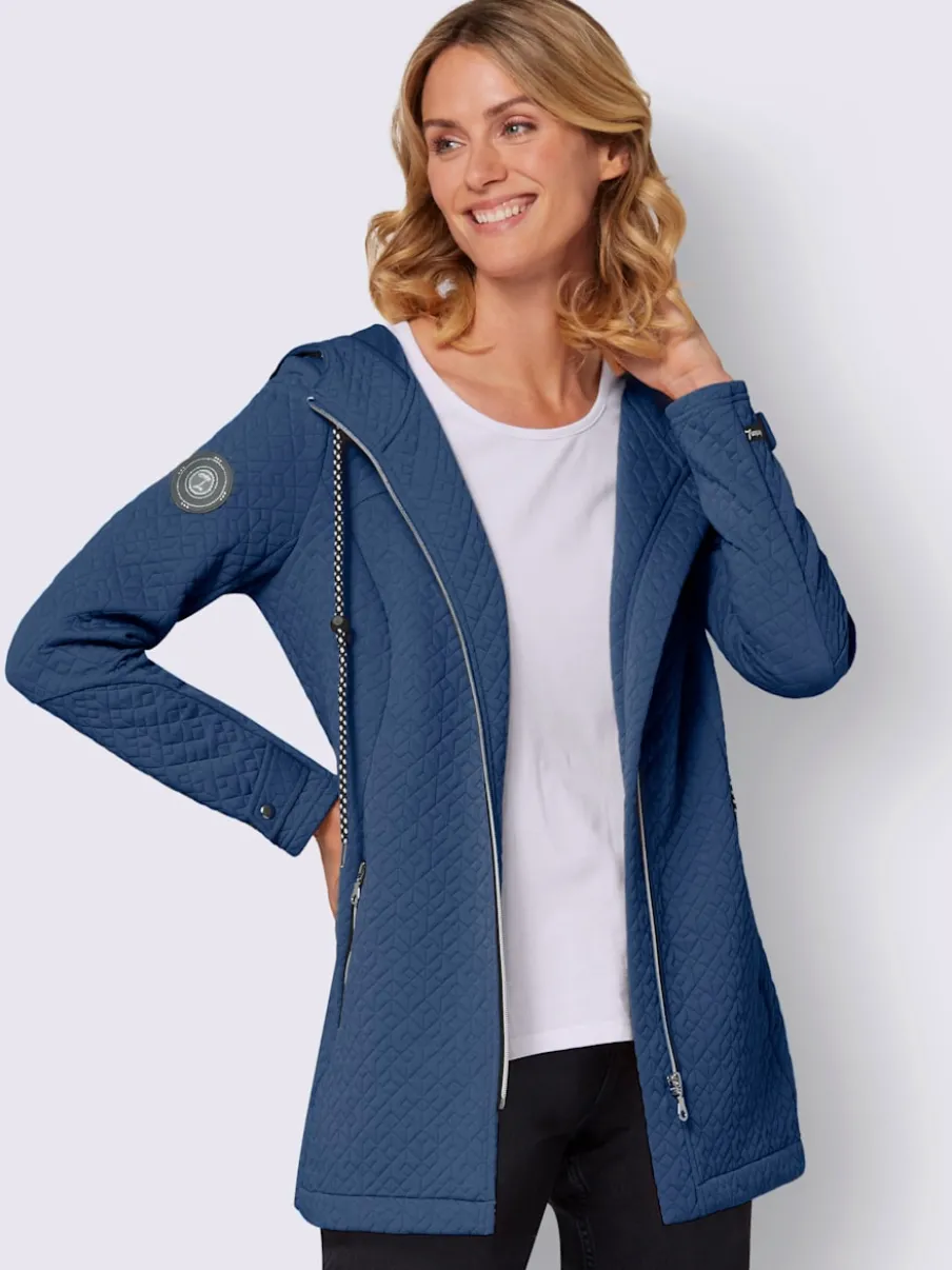 Veste légère longue avec capuche et poches zippées