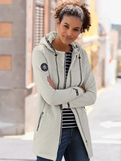 Veste légère longue avec capuche et poches zippées