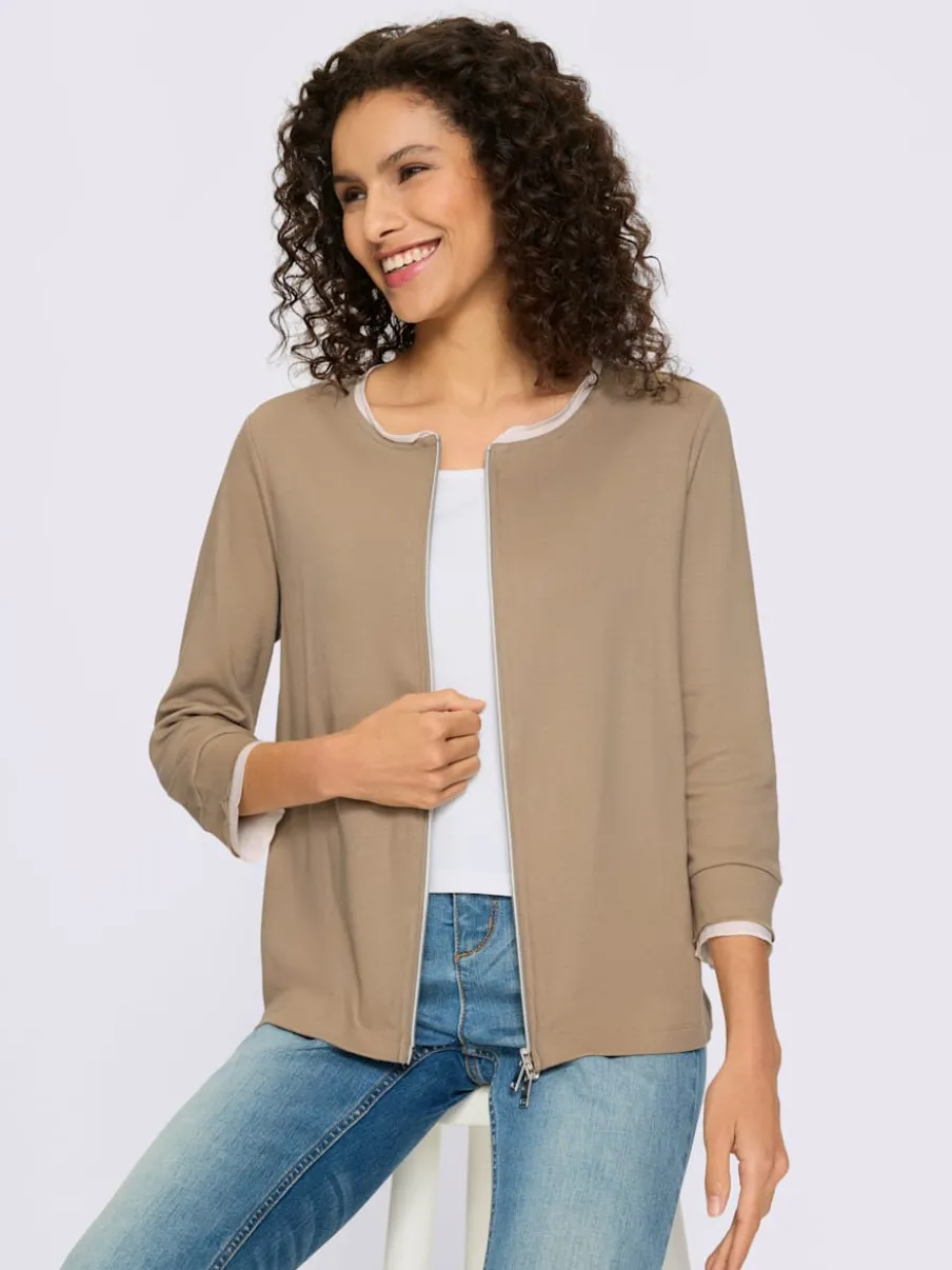Veste légère manches trois quarts avec bordures contrastées