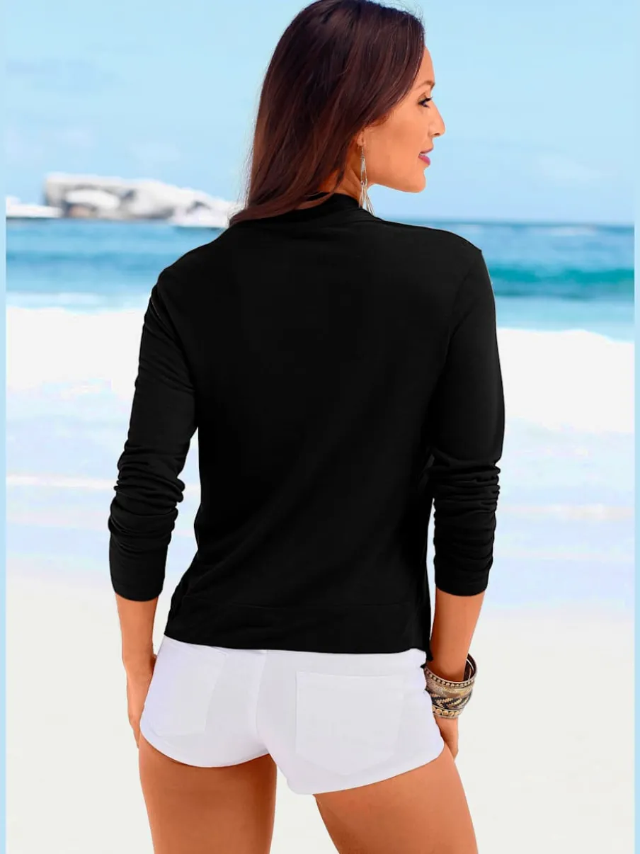Veste légère à nouer avec manches longues et col ouvert