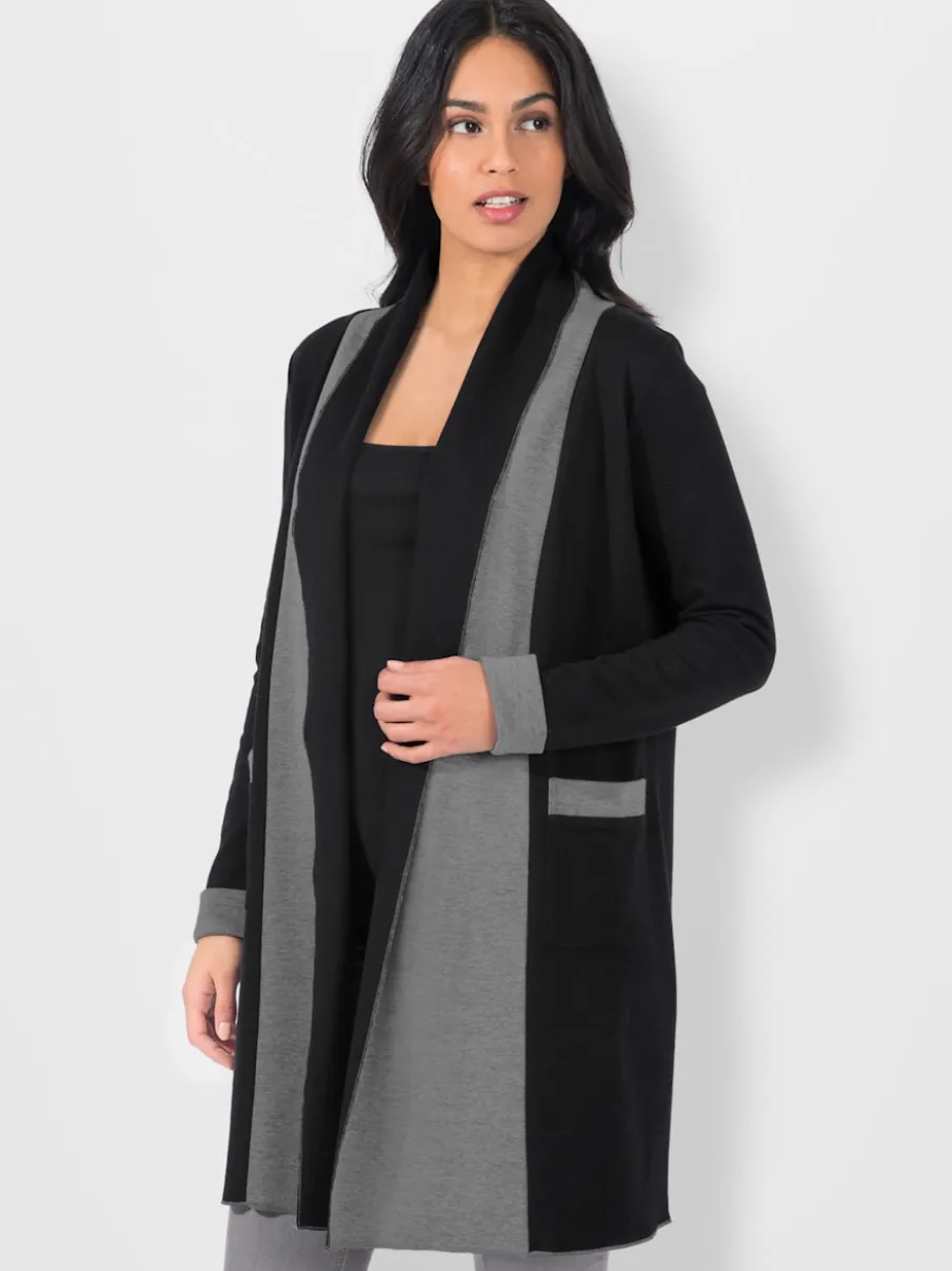 Veste légère réversible col châle avec poches plaquées