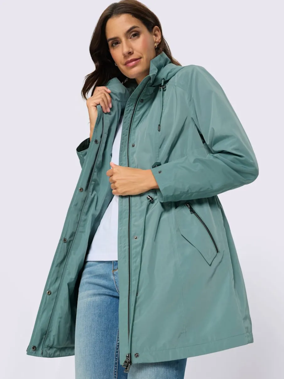 Veste longue avec capuche amovible et poches à glissière