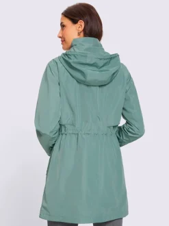 Veste longue avec capuche amovible et poches à glissière