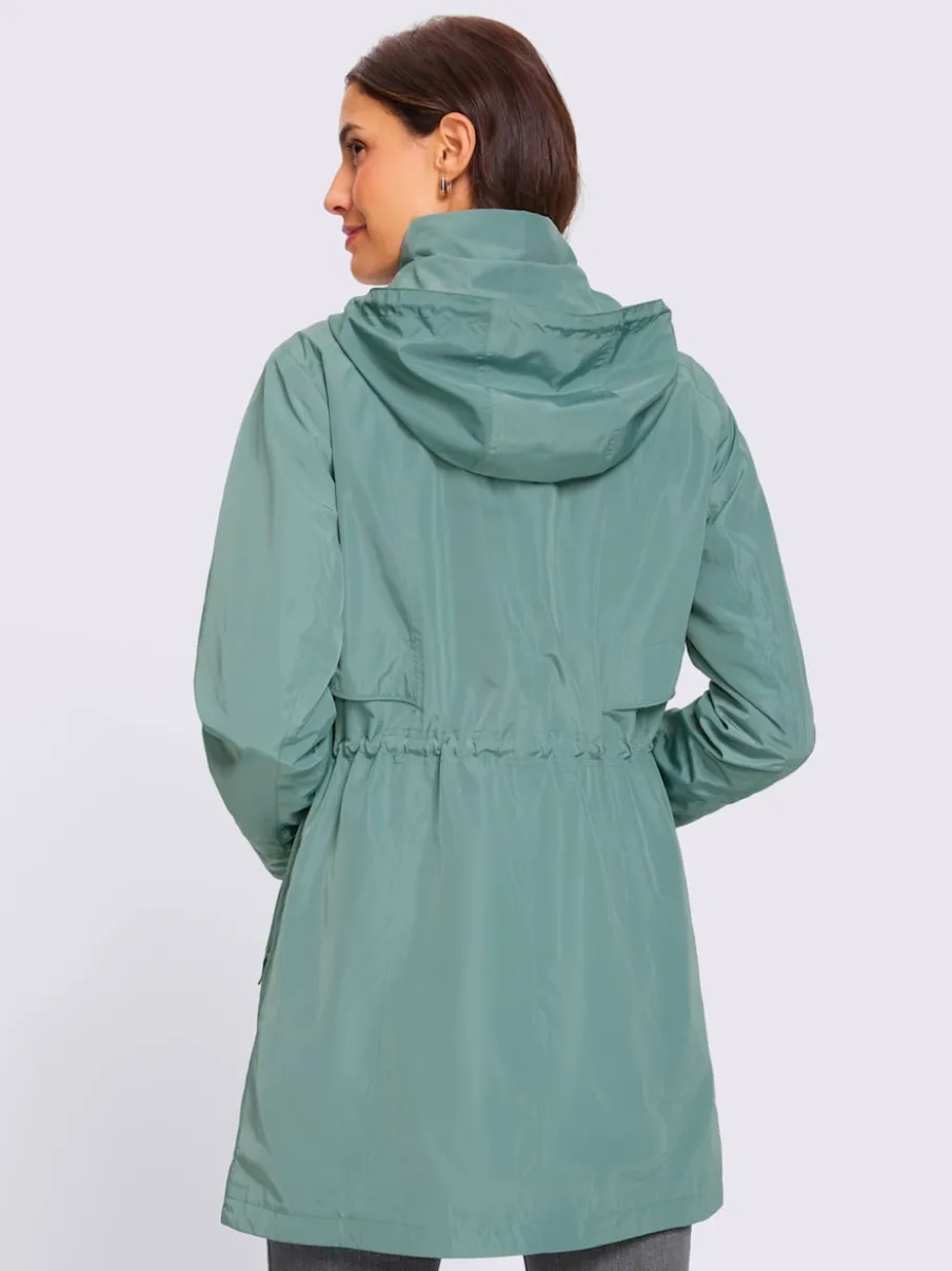 Veste longue avec capuche amovible et poches à glissière