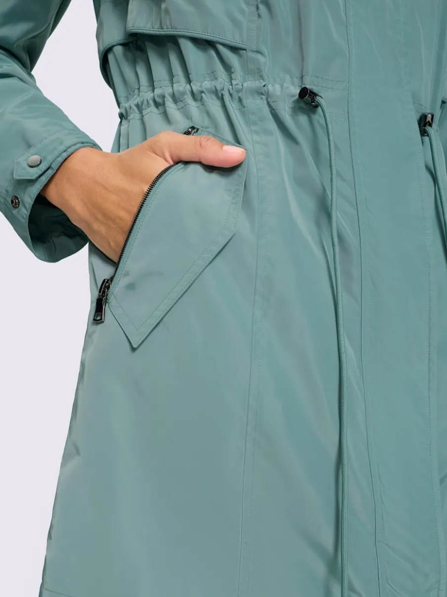 Veste longue avec capuche amovible et poches à glissière