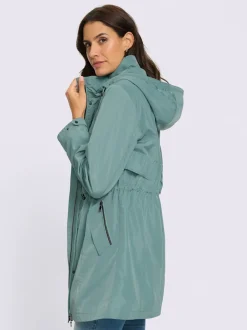 Veste longue avec capuche amovible et poches à glissière