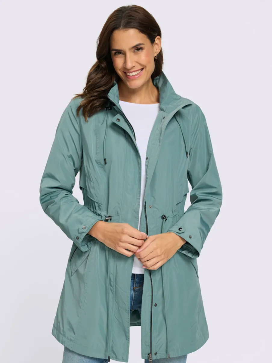 Veste longue avec capuche amovible et poches à glissière
