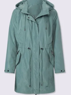 Veste longue avec capuche amovible et poches à glissière