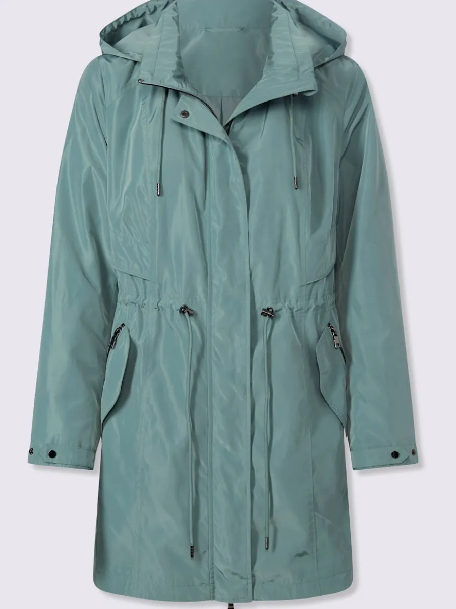 Veste longue avec capuche amovible et poches à glissière