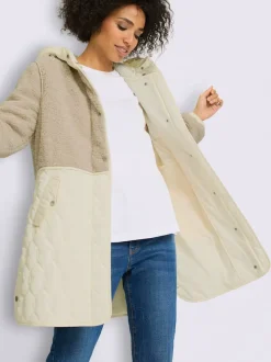Veste longue avec capuche et manches longues ajustables