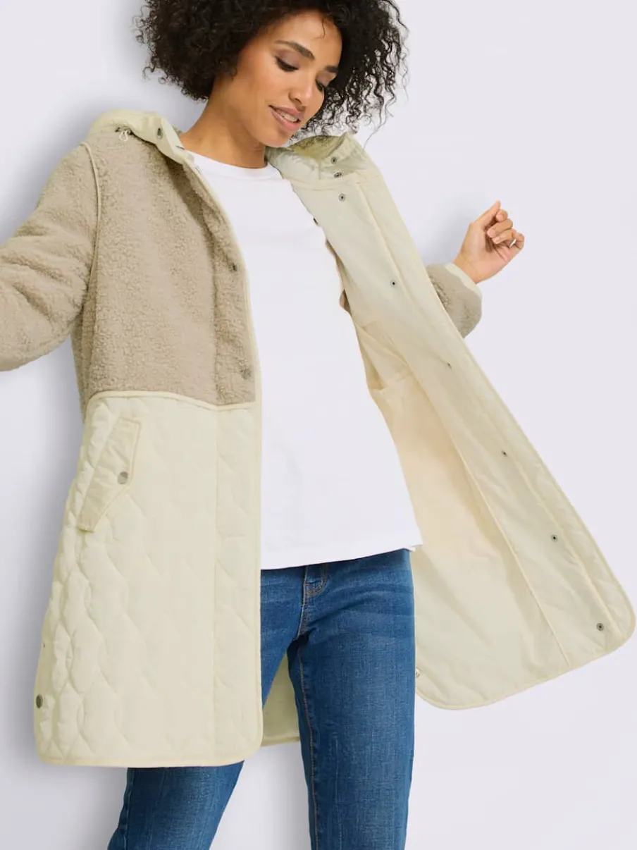 Veste longue avec capuche et manches longues ajustables