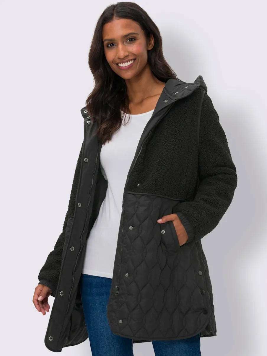 Veste longue avec capuche et manches longues ajustables