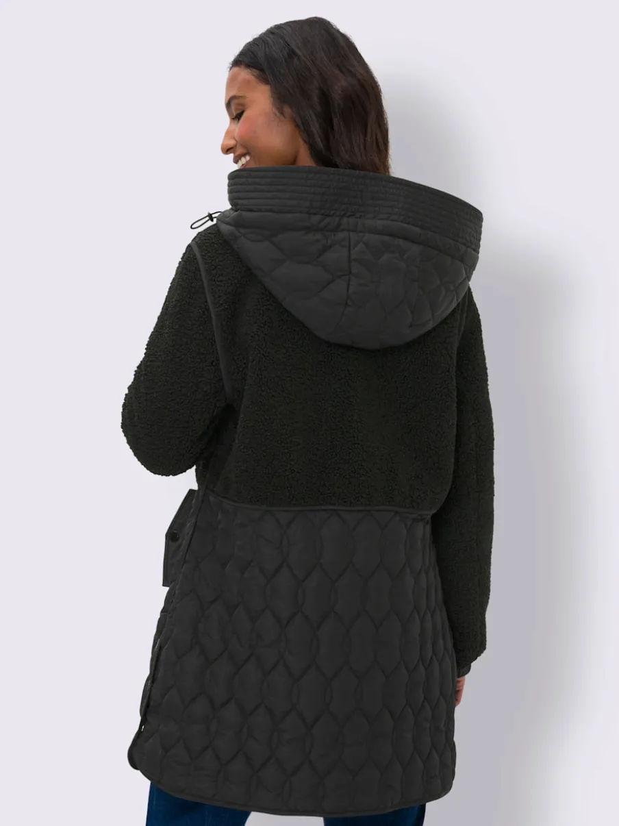 Veste longue avec capuche et manches longues ajustables