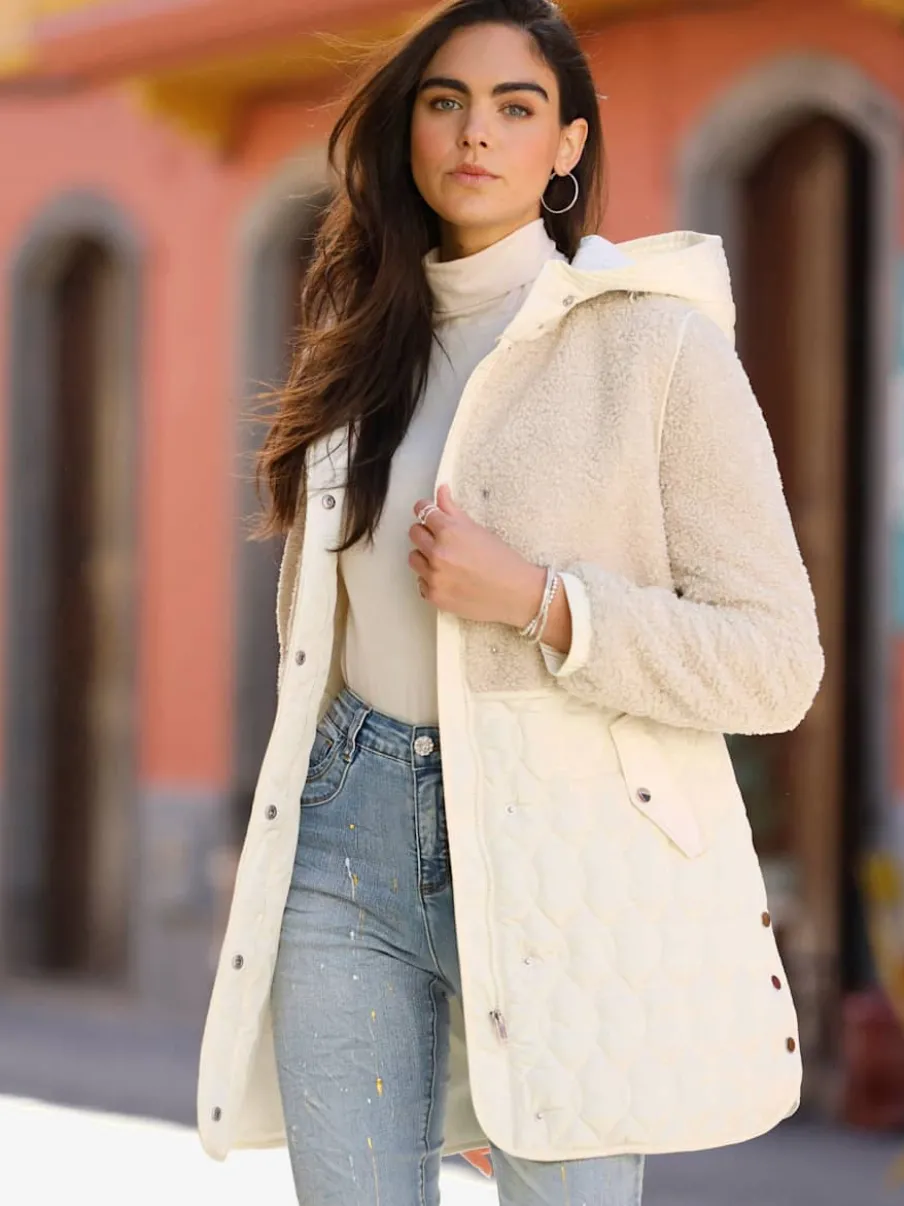 Veste longue avec capuche et manches longues ajustables