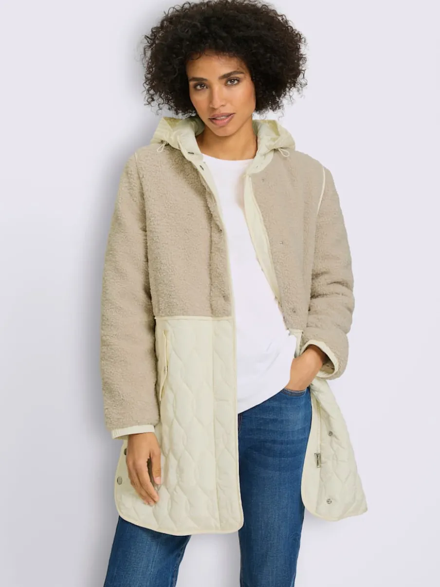 Veste longue avec capuche et manches longues ajustables