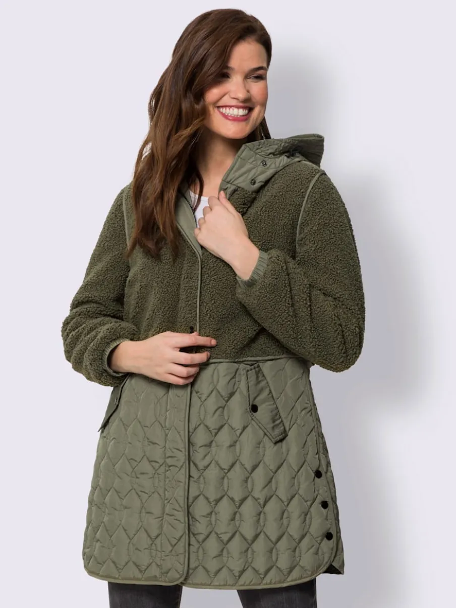 Veste longue avec capuche et manches longues ajustables