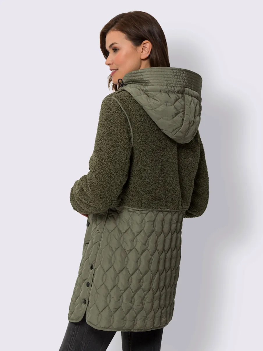 Veste longue avec capuche et manches longues ajustables