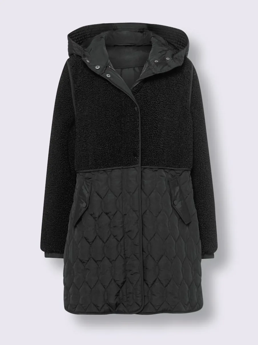 Veste longue avec capuche et manches longues ajustables